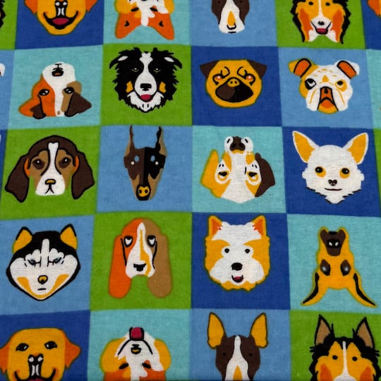 Feldman Blue Dog Grid Cotton Flannel